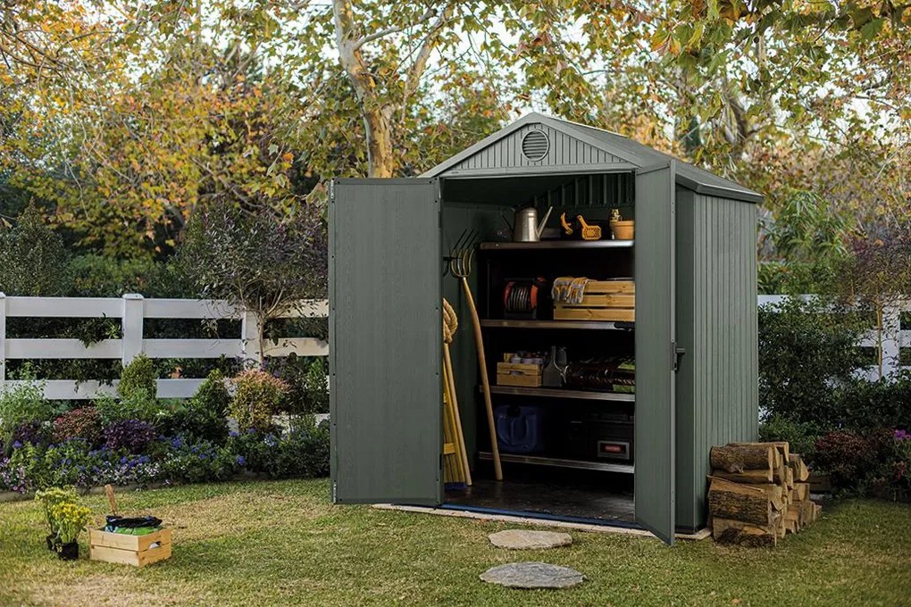 Záhradný domček Keter Darwin 6 x 4 zelený, s podlahou