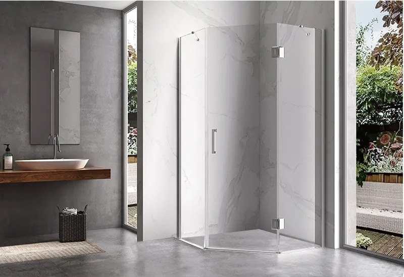 BPS-koupelny Päťuholníkový sprchový kút KZ10B 90x90 chróm/transparent - bez vaničky