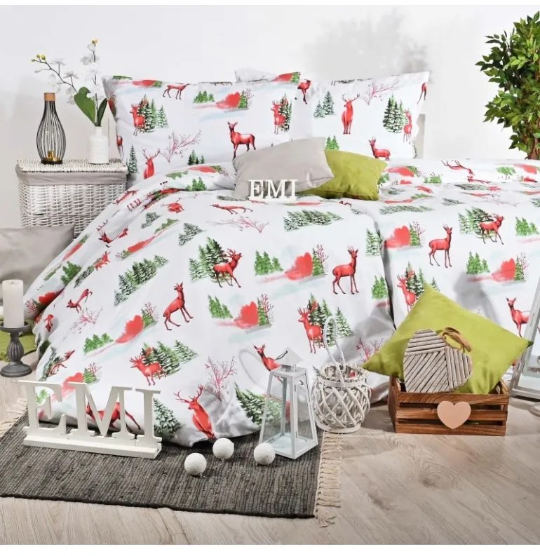 Vianočné bavlnené obliečky Loplant EMI, Predĺžený set jednolôžko obsahuje 1x 140x220 + 1x 70x90
