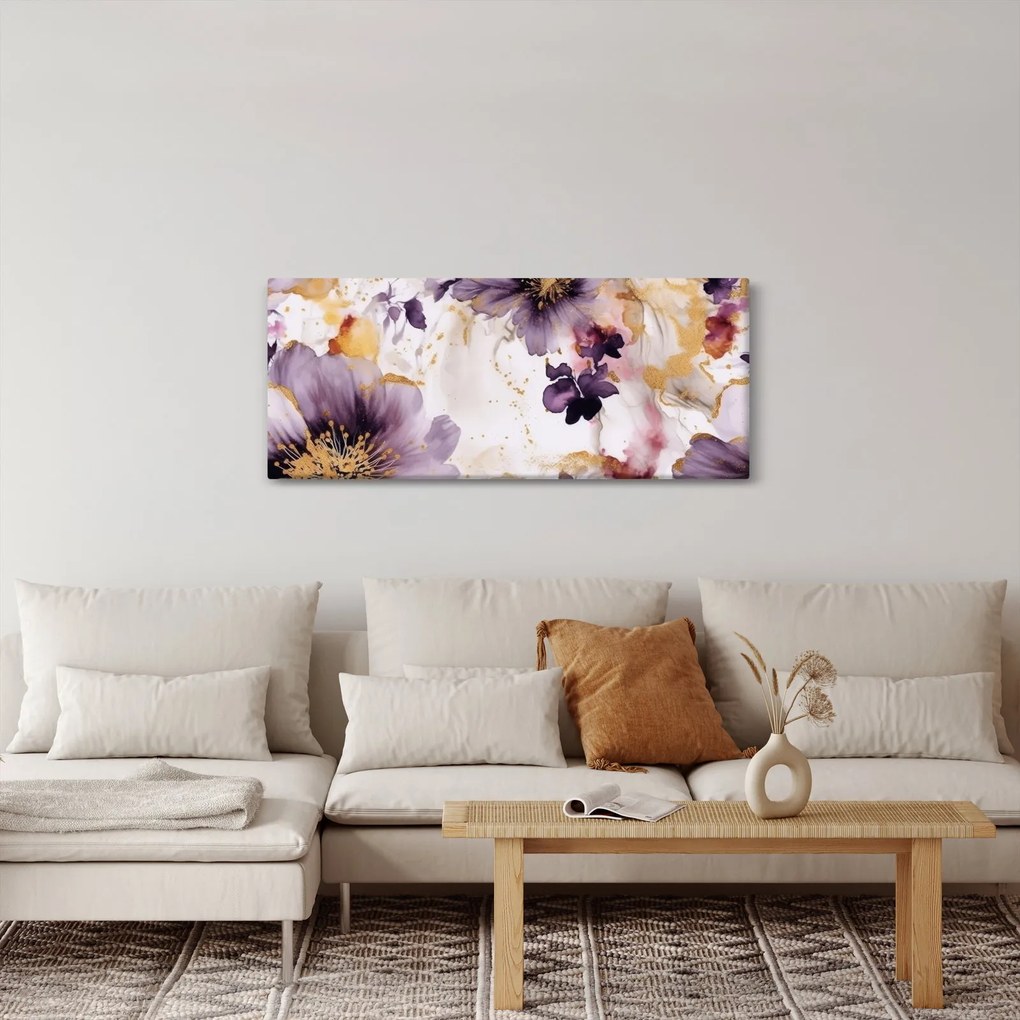 Obraz - Akvarelové kvety (120x50 cm)