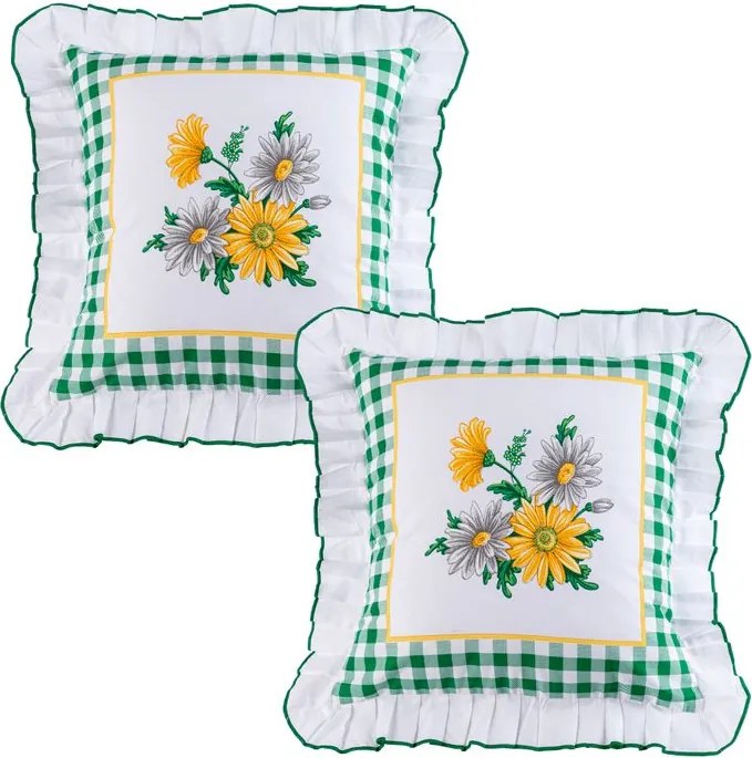 Sada 2 ks obliečok na vankúšiky s volánikom GERBERA 40 x 40 cm
