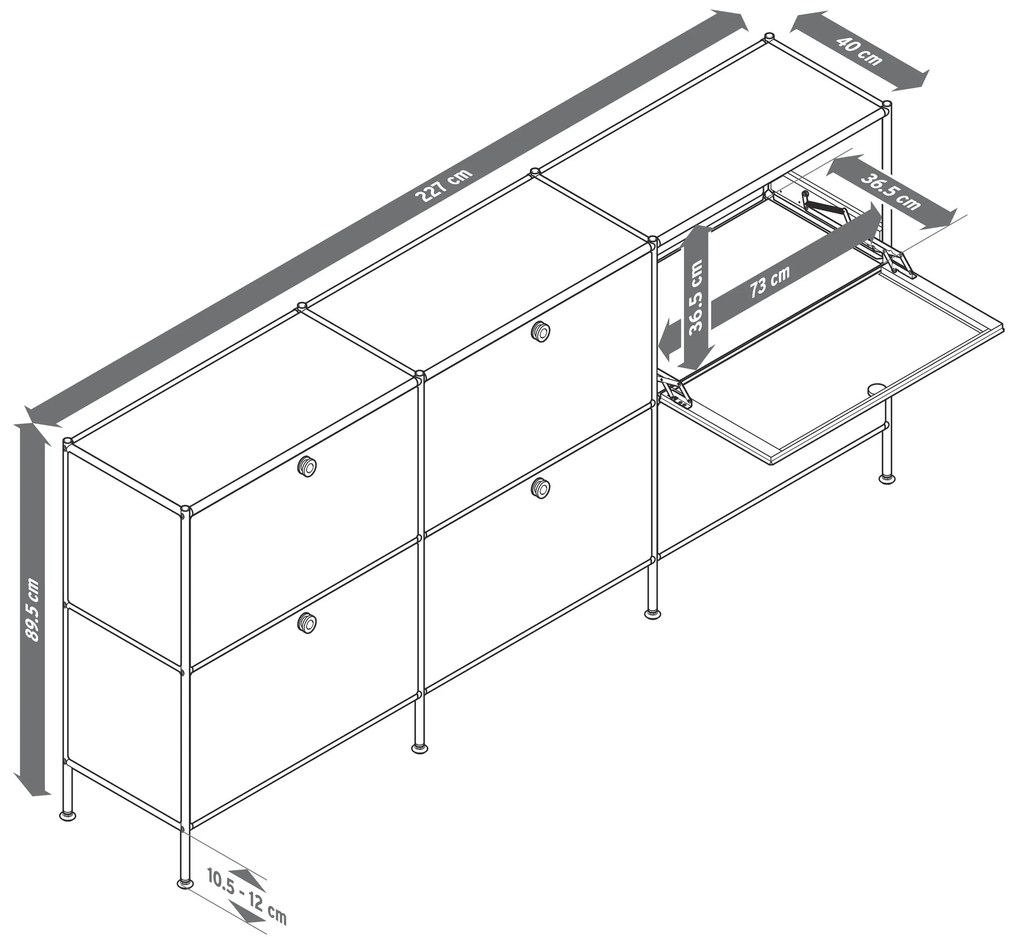 Odkladacia skrinka »CN3« so 6 výklopnými dvierkami, čierna
