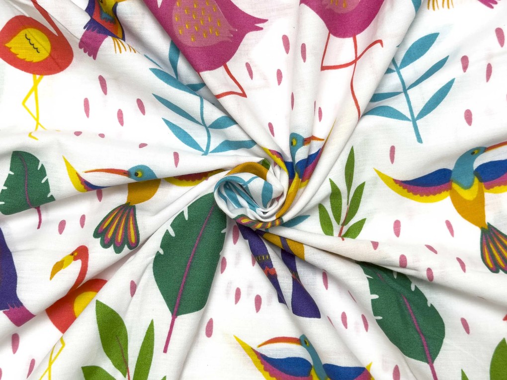 Bavlnené obliečky do postieľky TROPICAL FLAMINGO biele Rozmer obliečky: 45 x 65 cm | 90 x 135 cm