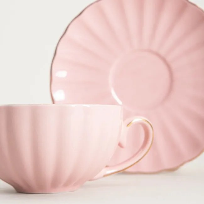 Šálka MINA s podšálkou, ružová 772337 150 ml