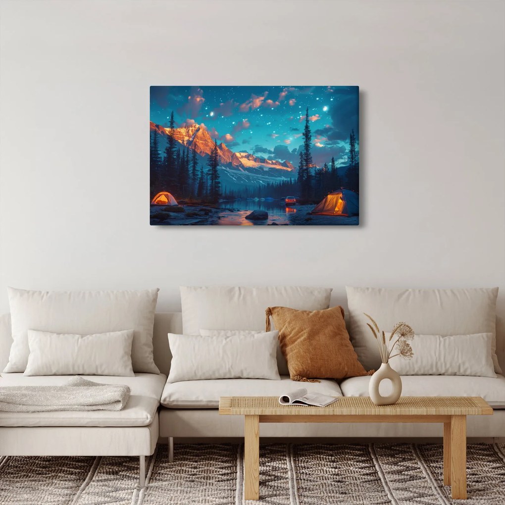 Obraz - Kempovanie v horách (90x60 cm)