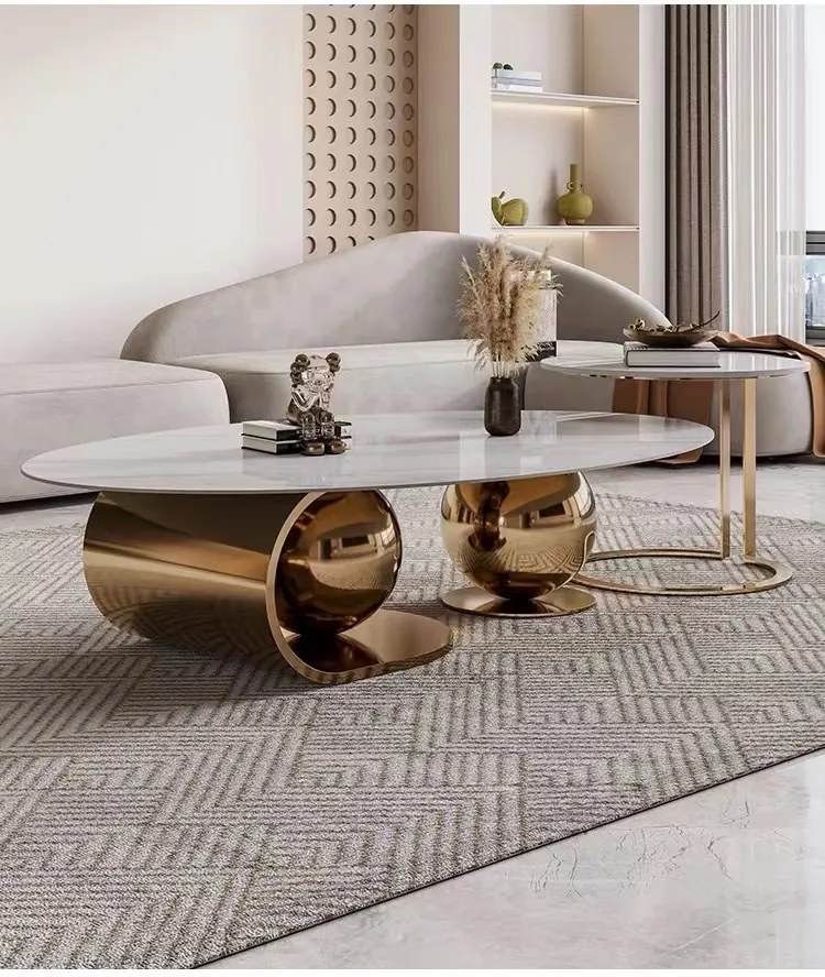 EXKLUZÍVNY KONFERENČNÝ STOLÍK CALVO MRAMOR + ZLATÝ