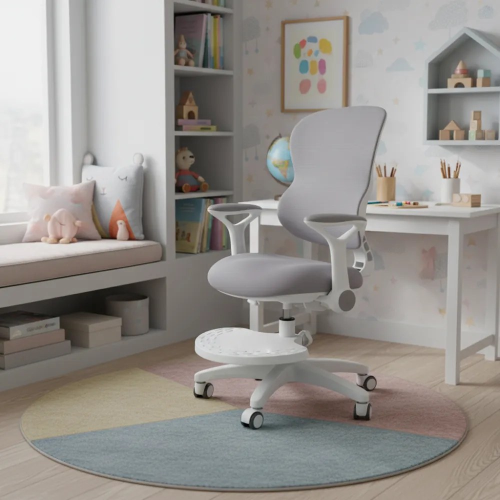 Detská rastúca stolička Neoseat JUNI 006 — látka, sivá