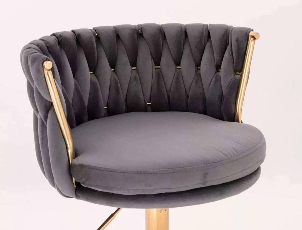 LuxuryForm DESIGN Stolička LYON VELUR na zlatom kríži - tmavosivá