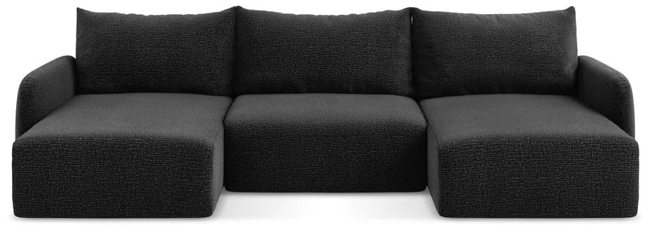 Čierna rozkladacia/s úložným priestorom rohová pohovka Kalena – Makamii