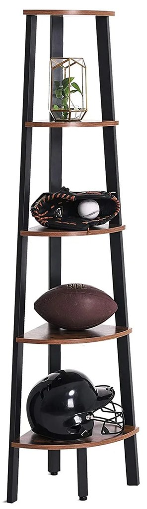 Rohový regál TAYLOR 5 políc 159x34 cm, rustikálne hnedý