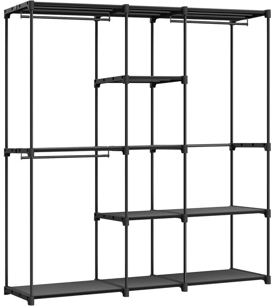 Šatníková skriňa, Stojan na Oblečenie, 43 x 182 x 182 cm, čierna