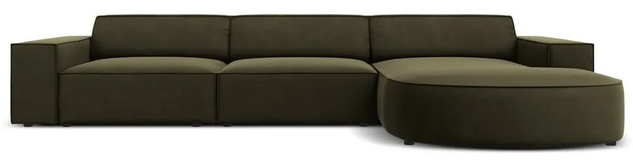 Zelená zamatová rohová pohovka (pravý roh) Jodie - Micadoni Home