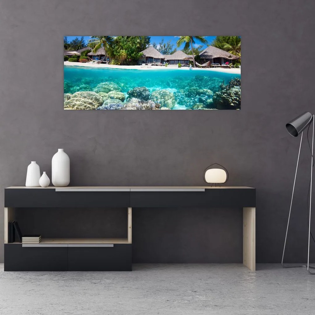 Obraz pláže na tropickom ostrove (120x50 cm)