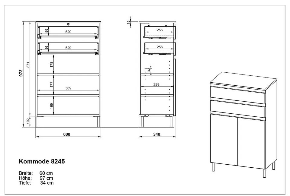 Tmavosivá kúpeľňová skrinka v dekore duba 60x97 cm Salinas - Germania