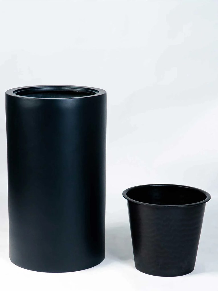 Okrúhly kvetináč ESTRA, výška 60 cm, čierny mat
