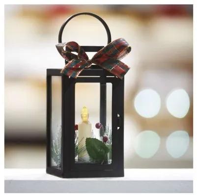 Vánoční lucerna se svíčkou Tupi 20 cm černá