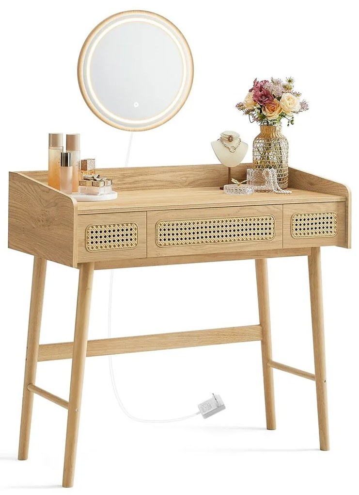 Toaletný stolík so zrkadlom SCHMIT dub prírodný