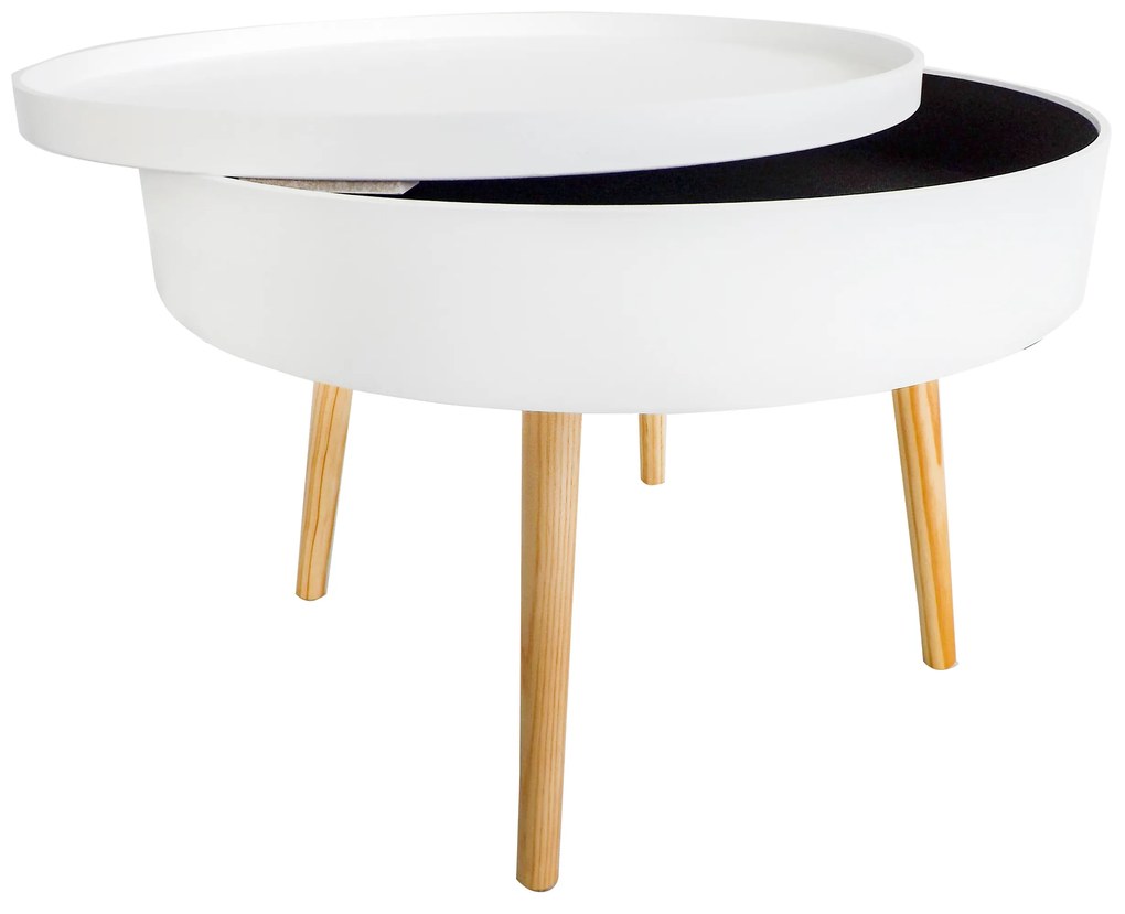 ModernHome Okrúhly konferenčný stolík s úložným priestorom, 60 cm