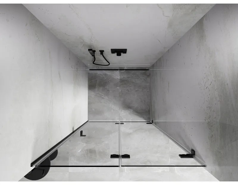 Mexen, Mexen Lunar-F pravé sklápacie sprchové dvere 90 cm, transparentné, pištoľovo šedé kartáčované - 836-090-000-66-00-P