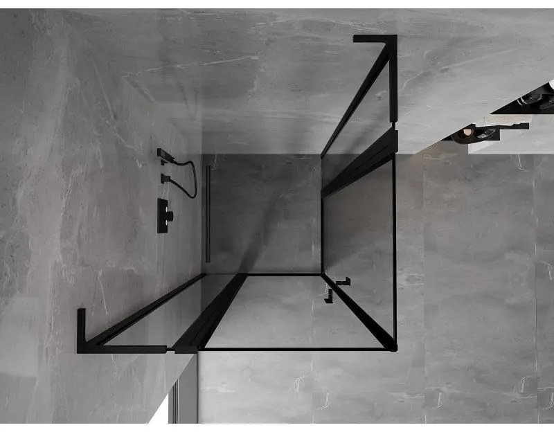 Mexen, Mexen Mist L Duo sklápací sprchový kút 100 x 100 cm, čierny rám - 8A4L-100L-100P-70-70