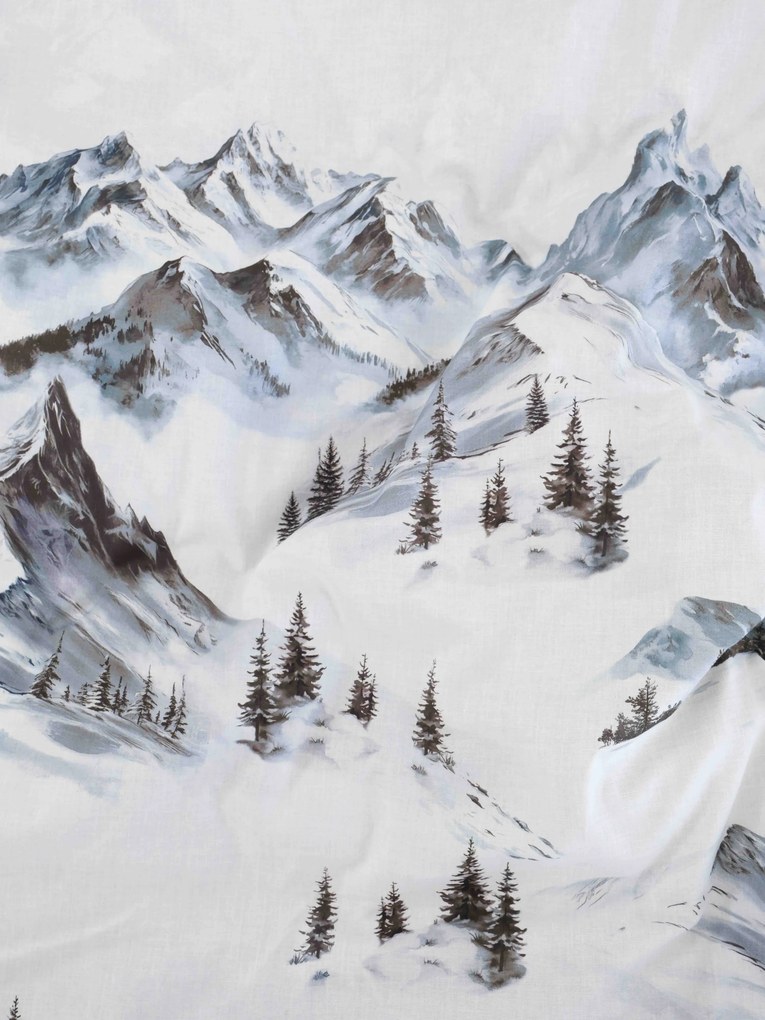 Vianočné bavlnené obliečky Renforcé - Hory 140 × 200 cm, 70 x 90 cm