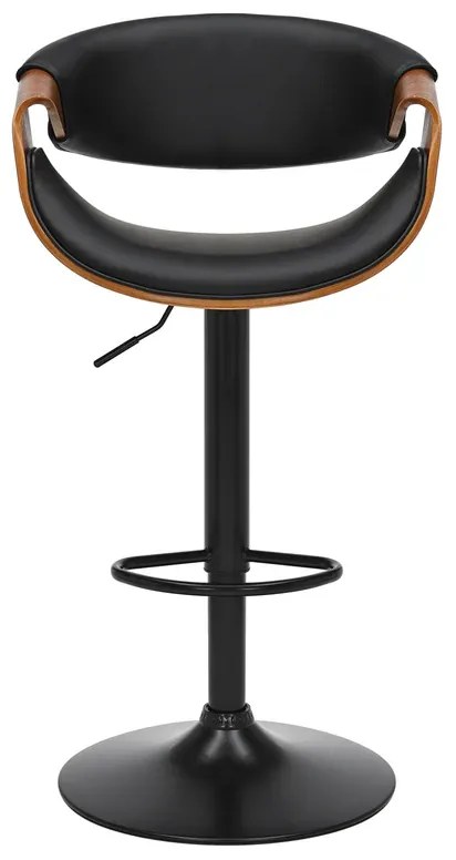 Barová stolička ORGANIC otočná čierna dekor orechového dreva