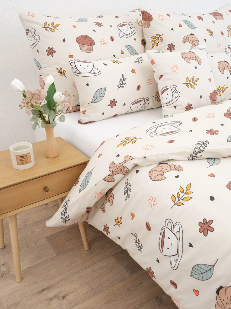 II. akosť Predĺžené bavlnené obliečky Renforcé – Jesenná káva