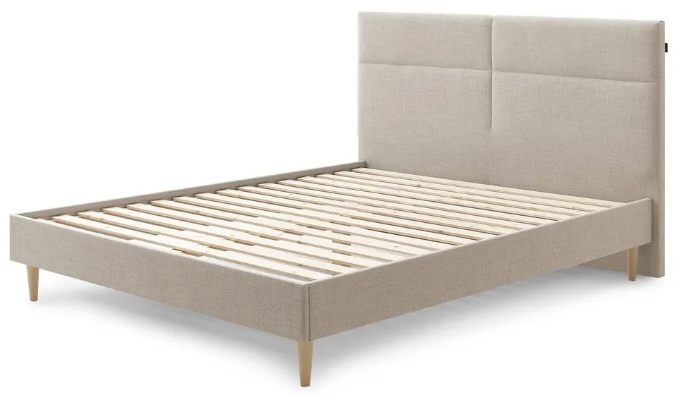 Béžová dvojlôžková posteľ Bobochic Paris Elyna Light, 160 x 200 cm