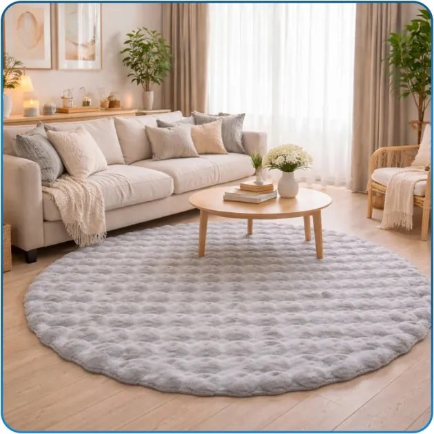 Koberec Rabbit Bubble strieborný kruh