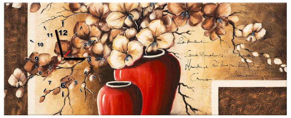 Gario Obraz s hodinami Orchidei v červenej váze Rozmery: 60 x 40 cm