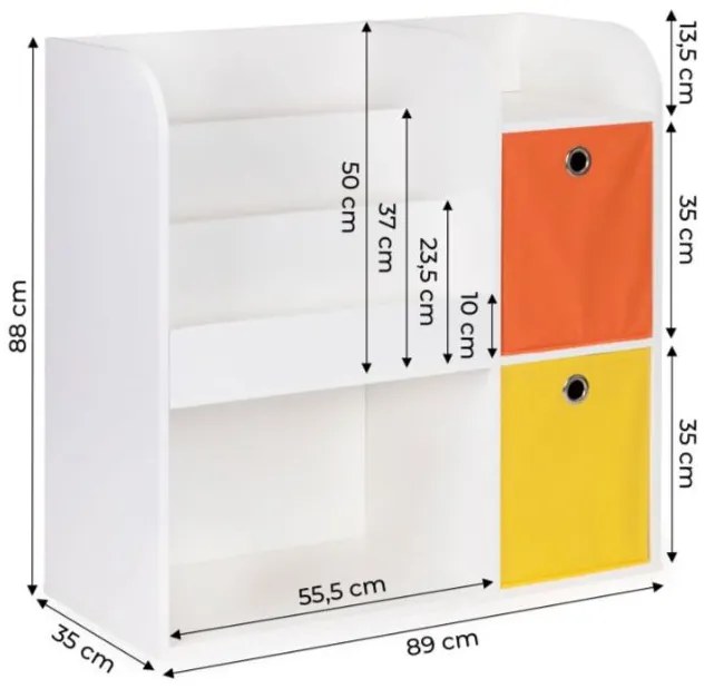 ECOTOYS Detský drevený regál 89x88x35cm White