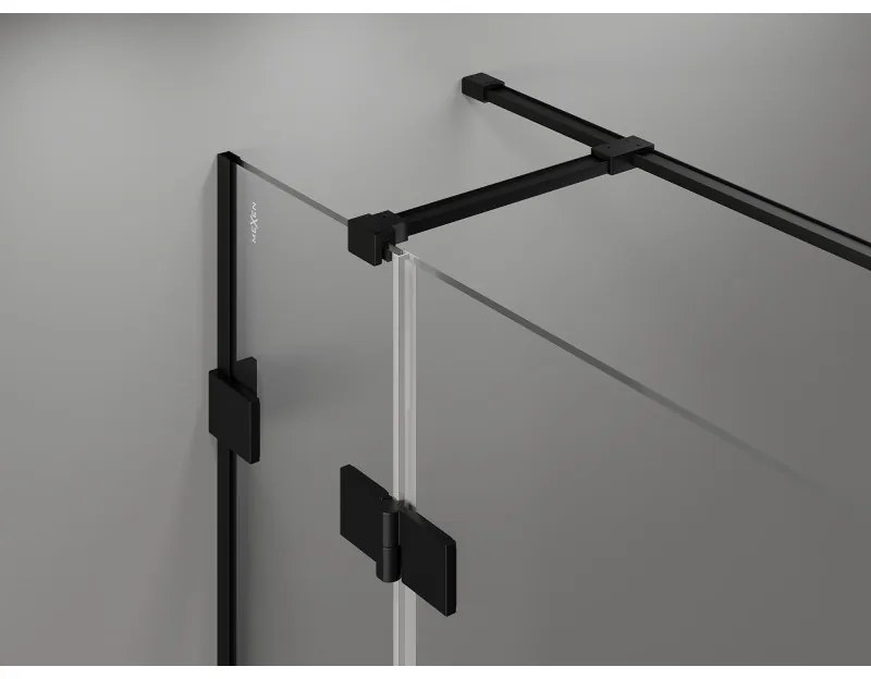 Mexen Lunar T pravý výklopný sprchový kút 140 x 100 cm, číre sklo, čierna matná, 834T-140-100-70-00-P