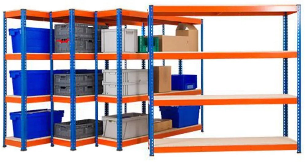 Fistar Regál 1680x1600x700 mm, PROFESIONÁLNY, lakovaný 4-policový, nosnosť 1600 kg - MODRO-ORANŽOVÝ