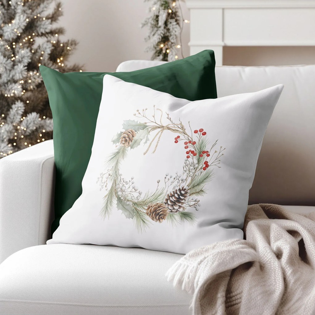 Goldea vianočná dekoračná obliečka na vankúš - veniec z ihličia 45 x 45 cm