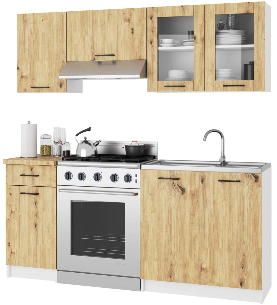 Závesná kuchynská skrinka OLIVIE W 80x58 cm matná biela/dub remeselný