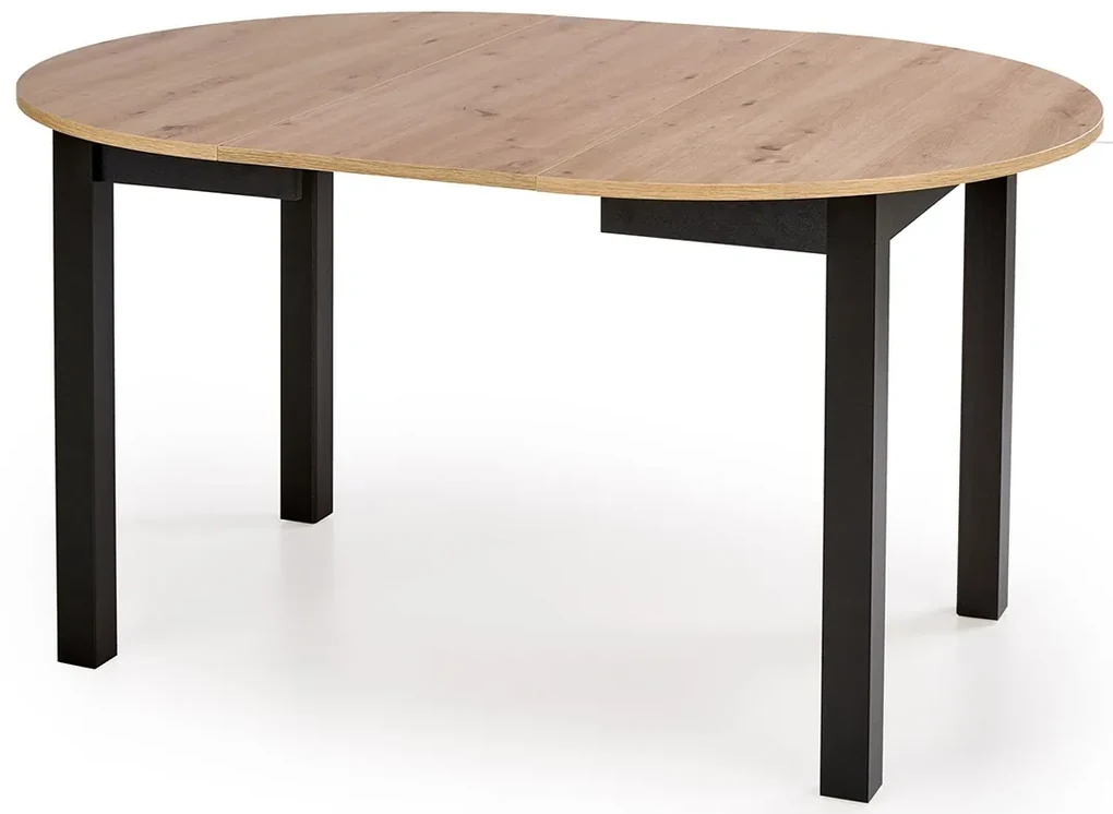 Rozkladací okrúhly stôl 102 Neryt - Dub artisan / Čierny