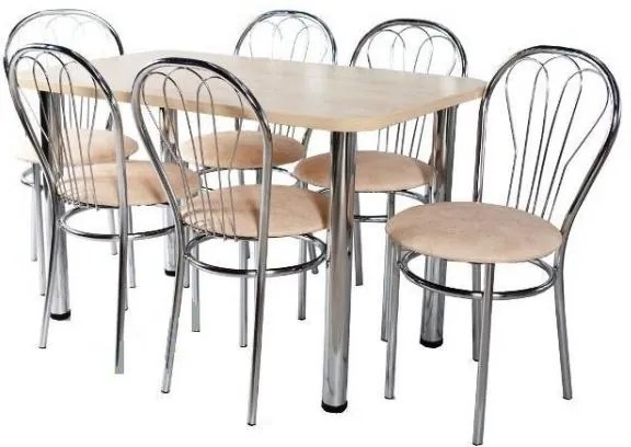 Jedálenský set 6 stoliček so zaujímavou opierkou + stôl obdĺžnik 70 x 120 cm Šedá platinová