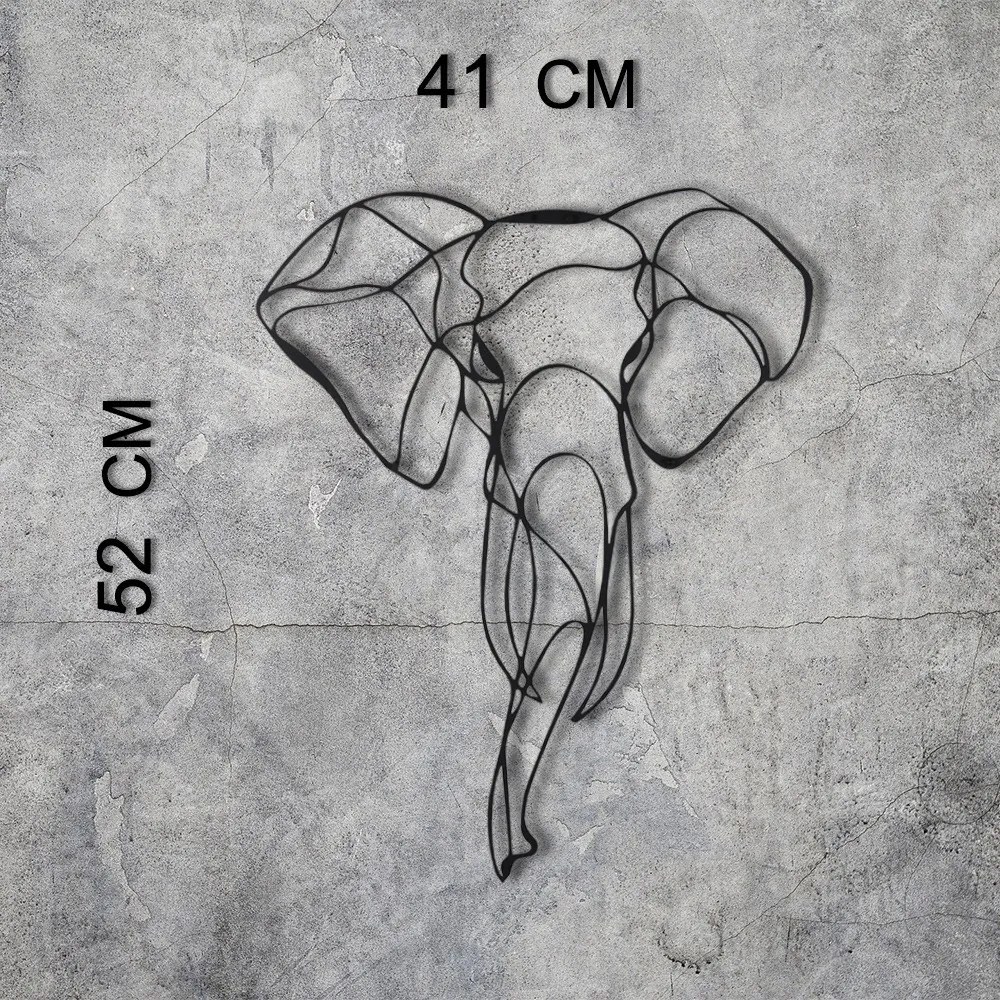 Nástenná kovová dekorácia SLON III čierna