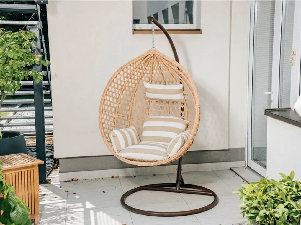 Svetlohnedé závesné kreslo TROPIKAL so stojanom