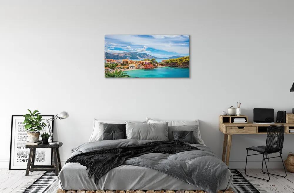 Obraz na plátne Grécko morská pobrežie hory 120x60 cm