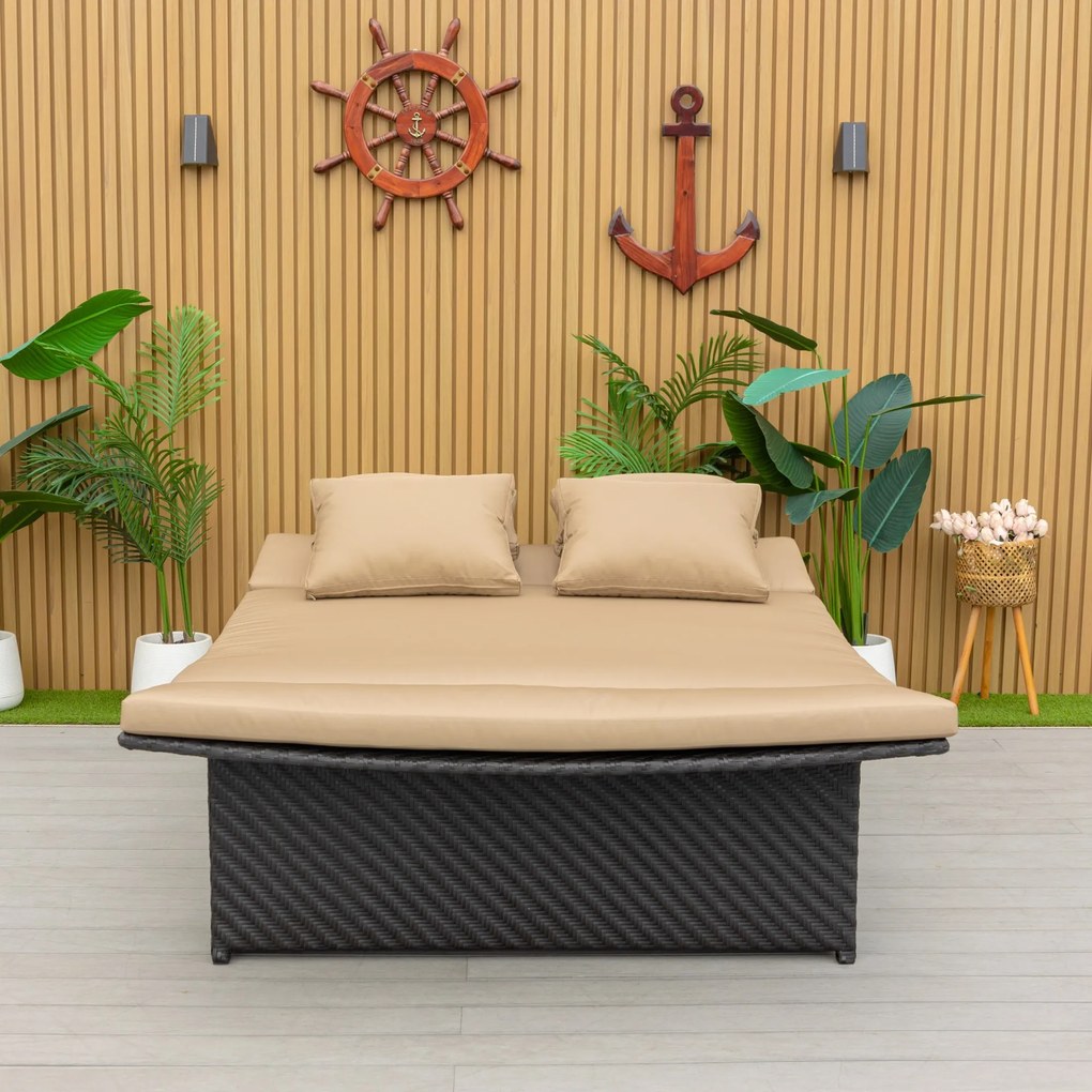 Záhradný ratanový gauč Rivera tmavohnedý