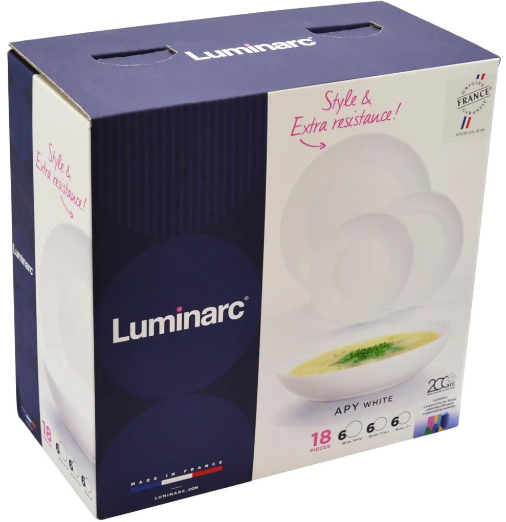 Luminarc 18-dielna jedálenská súprava Apy White