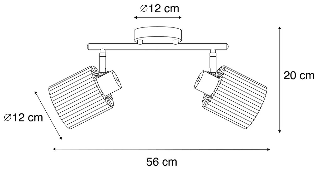 Stropné bodové svetlo zlaté so sklom 2-žiarovkové nastaviteľné - Laura