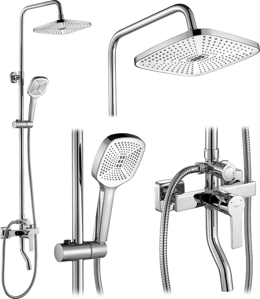 Rea Argus, sprchový set s vaňovou výlevkou, chrómová, REA-P7856