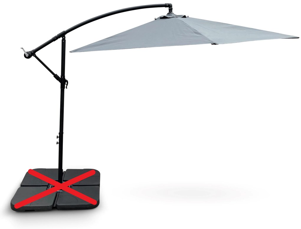 Noela Záhradný slnečník Hook pr. 3m sivý