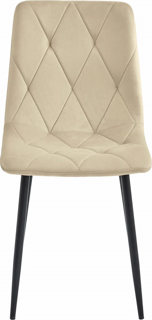 AKCIA Svetlobéžová zamatová jedálenská stolička LIBRA s čiernymi nohami II. akosť