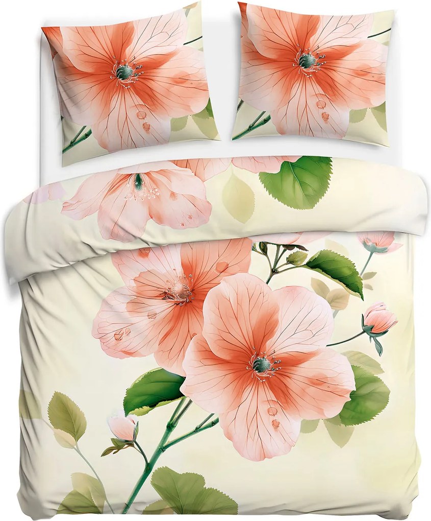 SATÉNOVÉ OBLIEČKY SATYNLOVE PREMIUM 180X200 CM, 2KS 70X80 CM KVETY