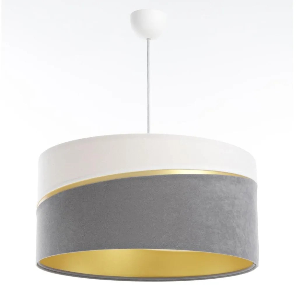 Luster na lanku SWING 1xE27/60W/230V šedá/biela/zlatá