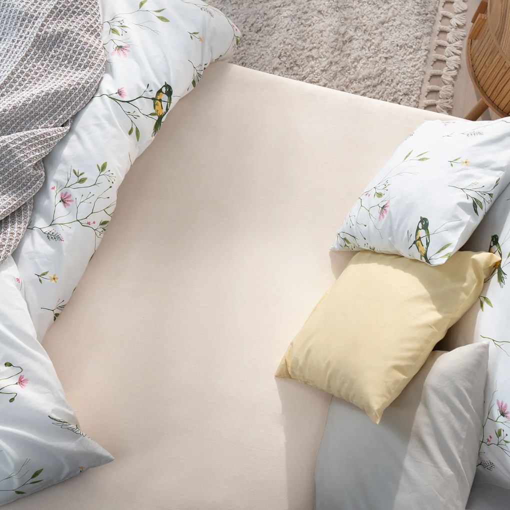 Goldea jersey elastická plachta - béžová 140 x 200 cm