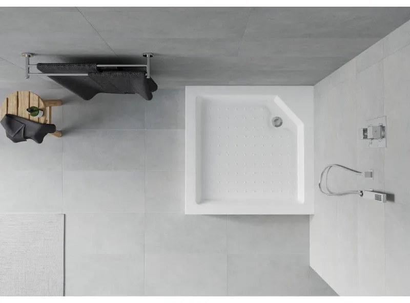 Mexen Rio, štvorcová sprchová vanička 90x90x14 cm + chrómový sifón, biela, 45109090